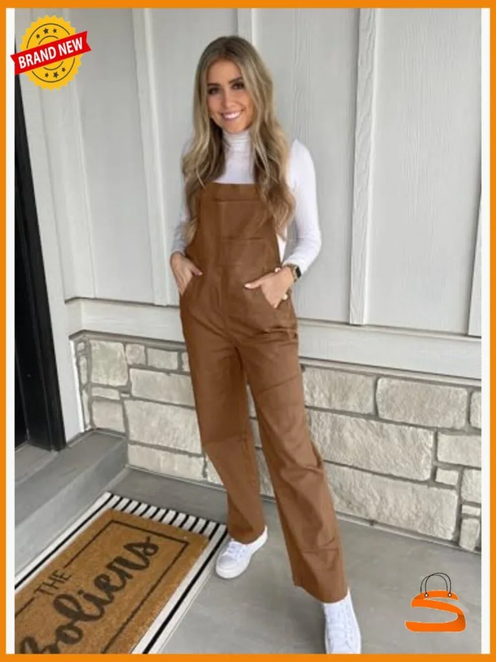Women Loose Fit Denim Bib Overalls Jumpsuit Straight Wide Leg Stretchy